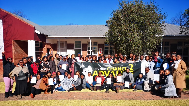 Participants of the workshop Transforming your community through Gender Justice and facilitator Ms. Valentia Mthimkulu